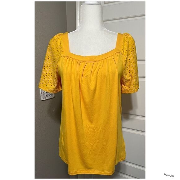 Michael Kors Jasmine Yellow Cut Out Sleeve Blouse - Picture 1 of 2